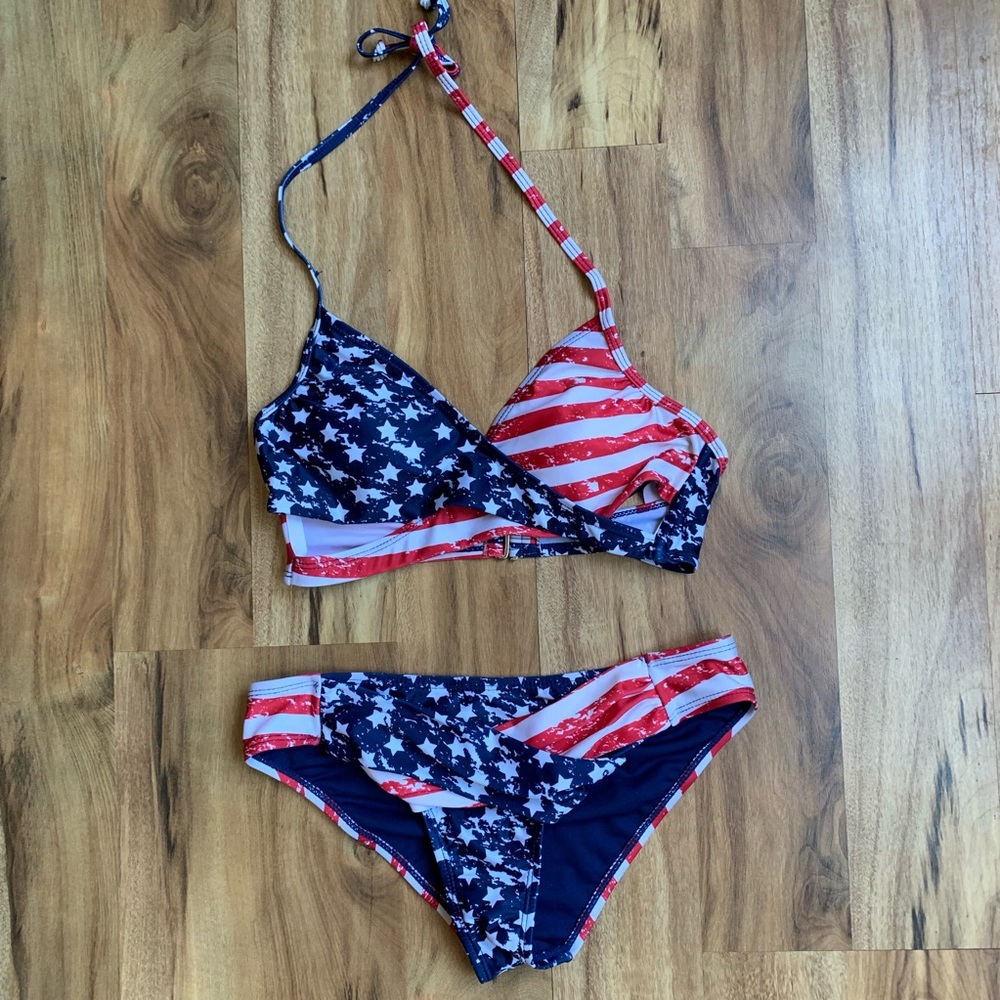 YMI American Patriotic Wrap Style Bikini Set